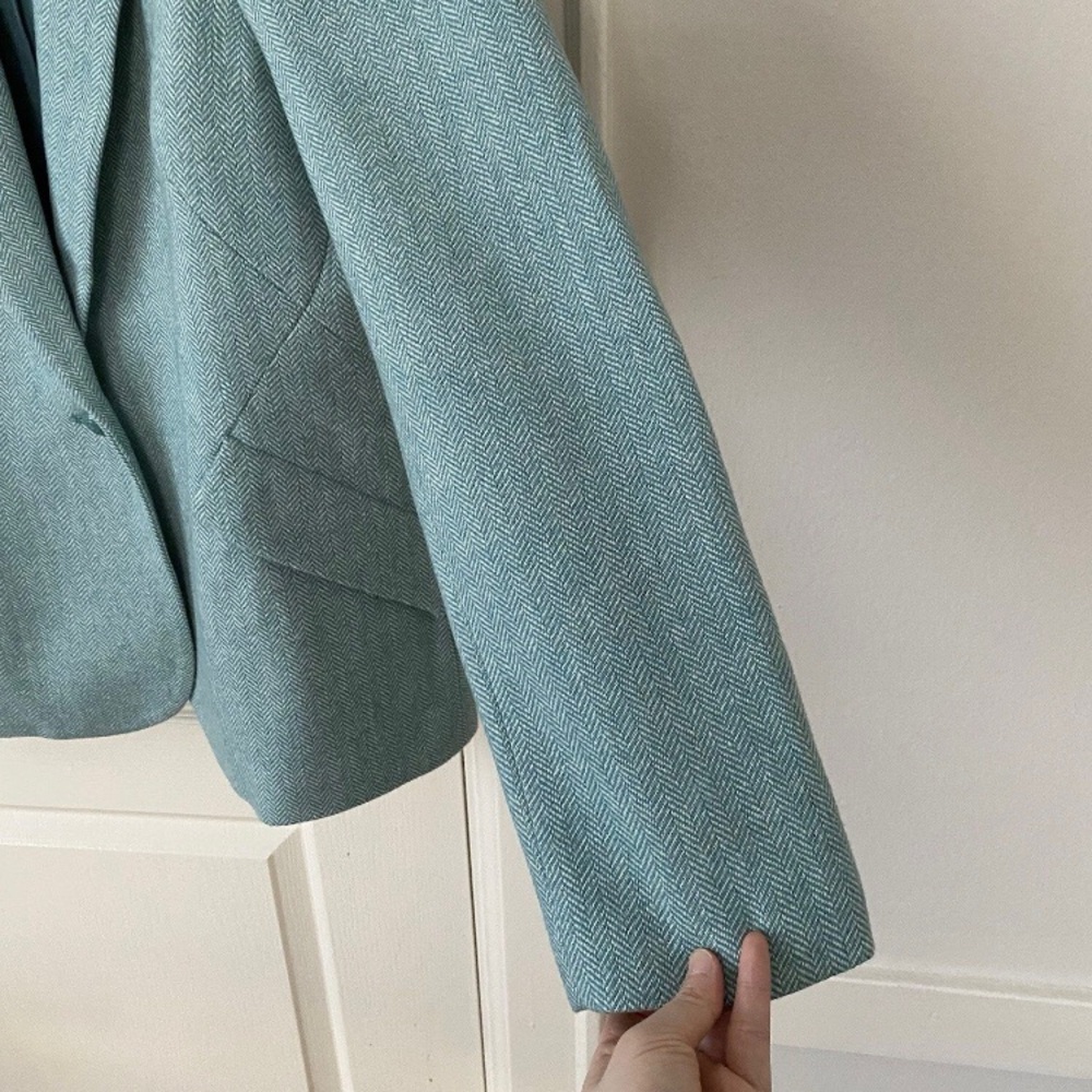 $648 NWOT L'AGENCE Chamberlain Wool Blend Single-Breasted Green Blazer Jacket 12 - Picture 6 of 13